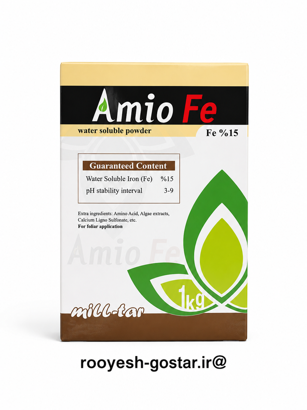 کود آهن کلاته (Amio Fe) میلتار – ۱۵٪ آهن + آمینواسید و جلبک – ۱ کیلوگرم (قسطی)